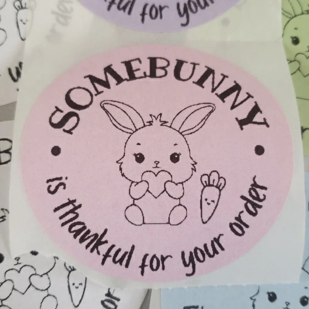 3/$15 Set of 50 EASTER SPRING BUNNY THANK YOU STICKERS LARGE 2 Inch Mixed Colors